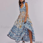 Ribbon Tie Up Swing Floral Dress