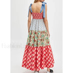 Ribbon Tie Up Swing Floral Dress