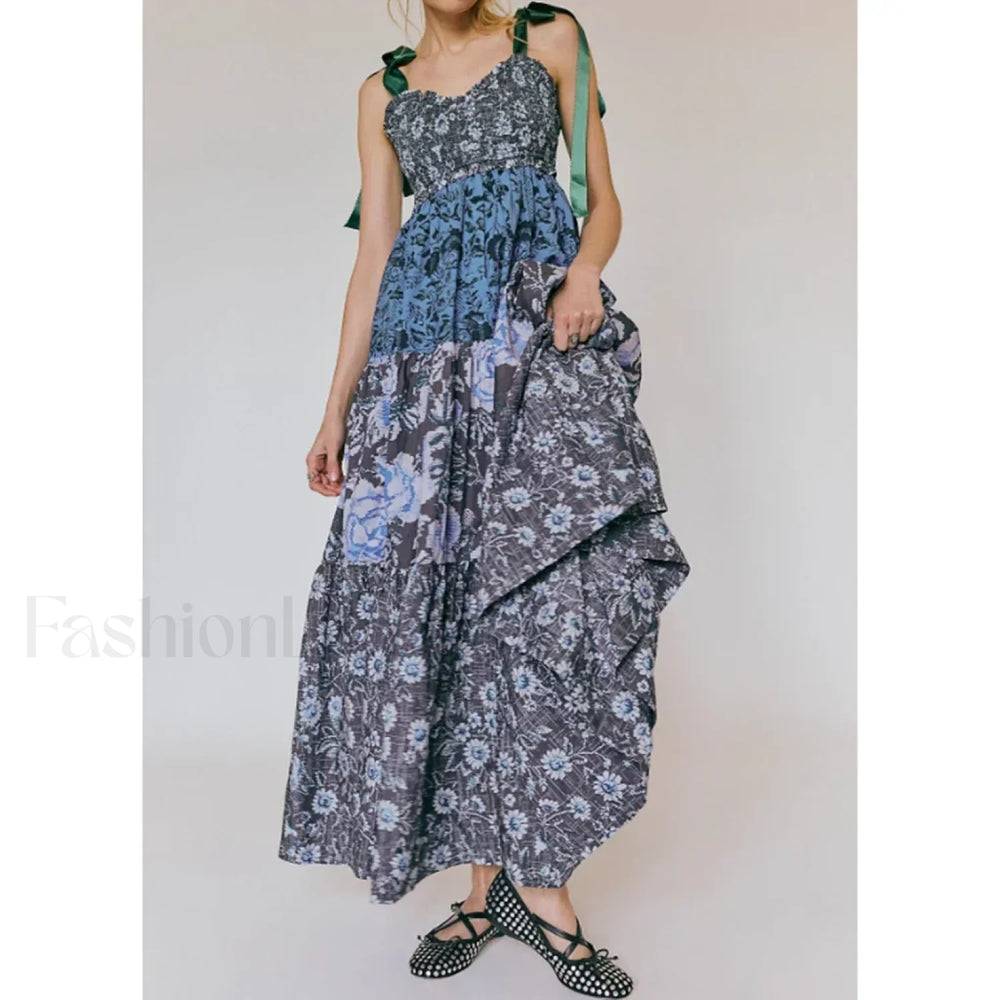 Ribbon Tie Up Swing Floral Dress color 11 / S