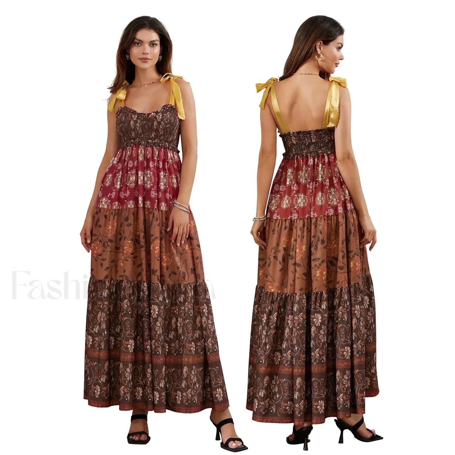 Ribbon Tie Up Swing Floral Dress color 6 / S