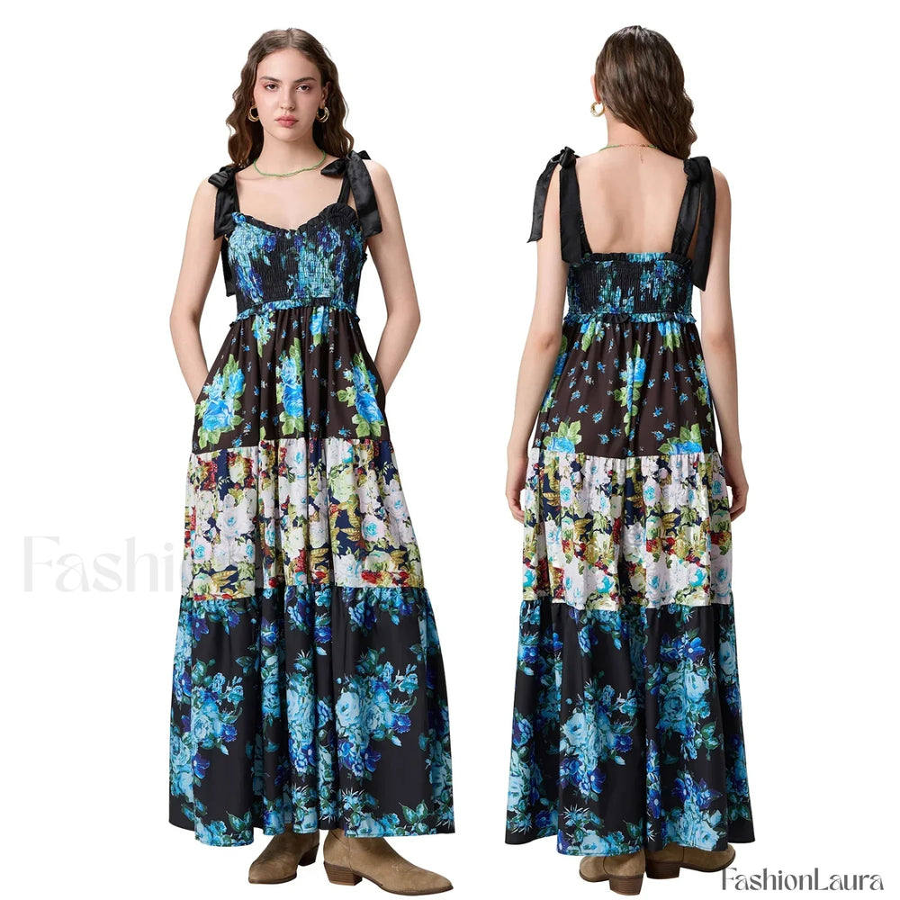 Ribbon Tie Up Swing Floral Dress color 7 / S