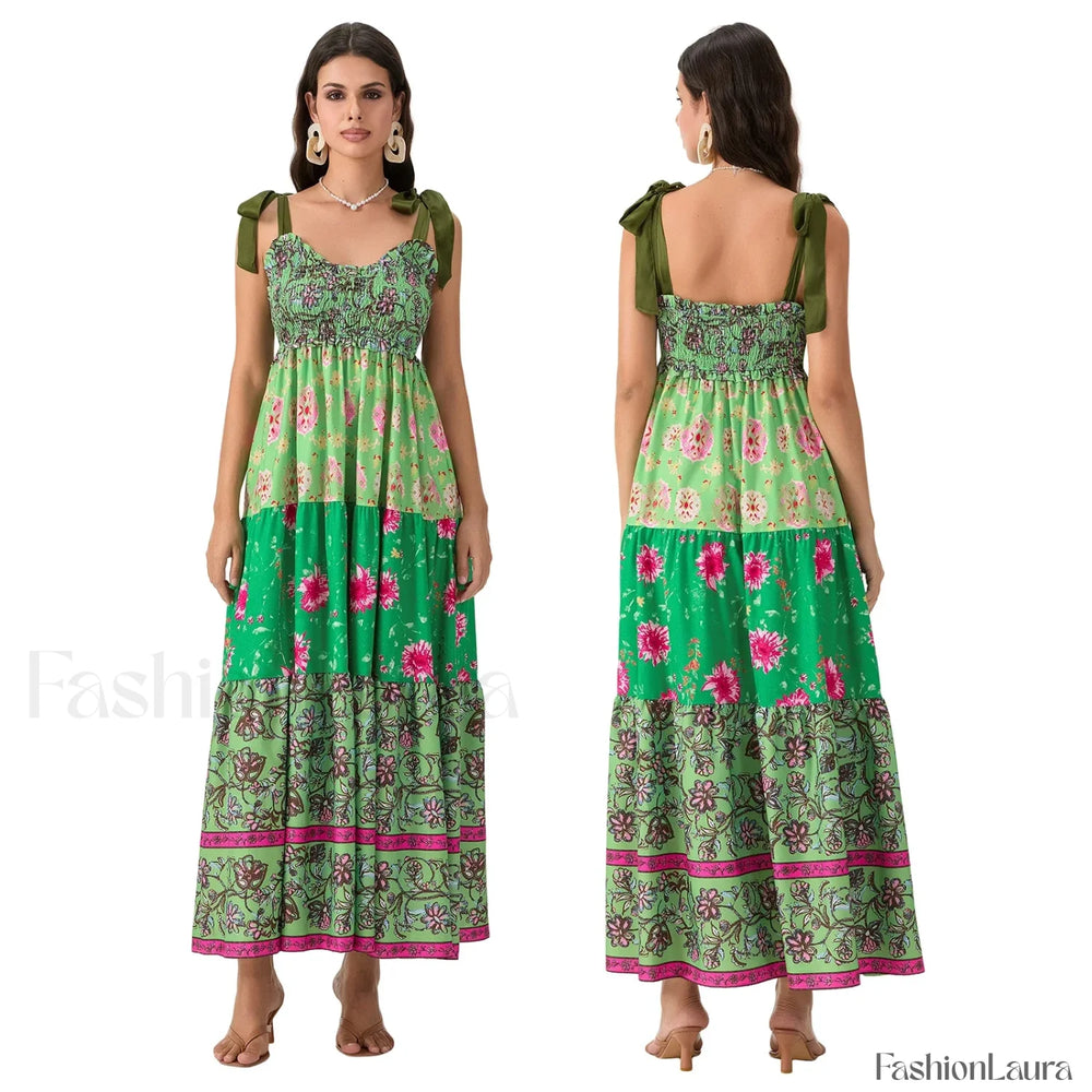 Ribbon Tie Up Swing Floral Dress color 9 / S