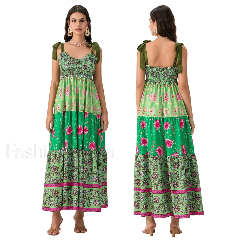 Ribbon Tie Up Swing Floral Dress color 9 / S