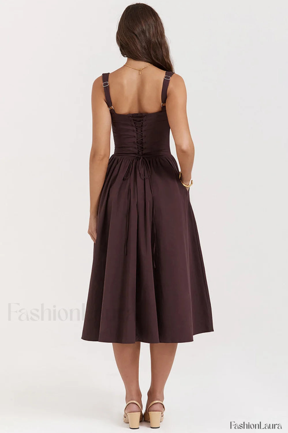 Rich Brown Stylish Midi Sundress