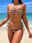 Ring Link Halter String Bikini Set Brown / S