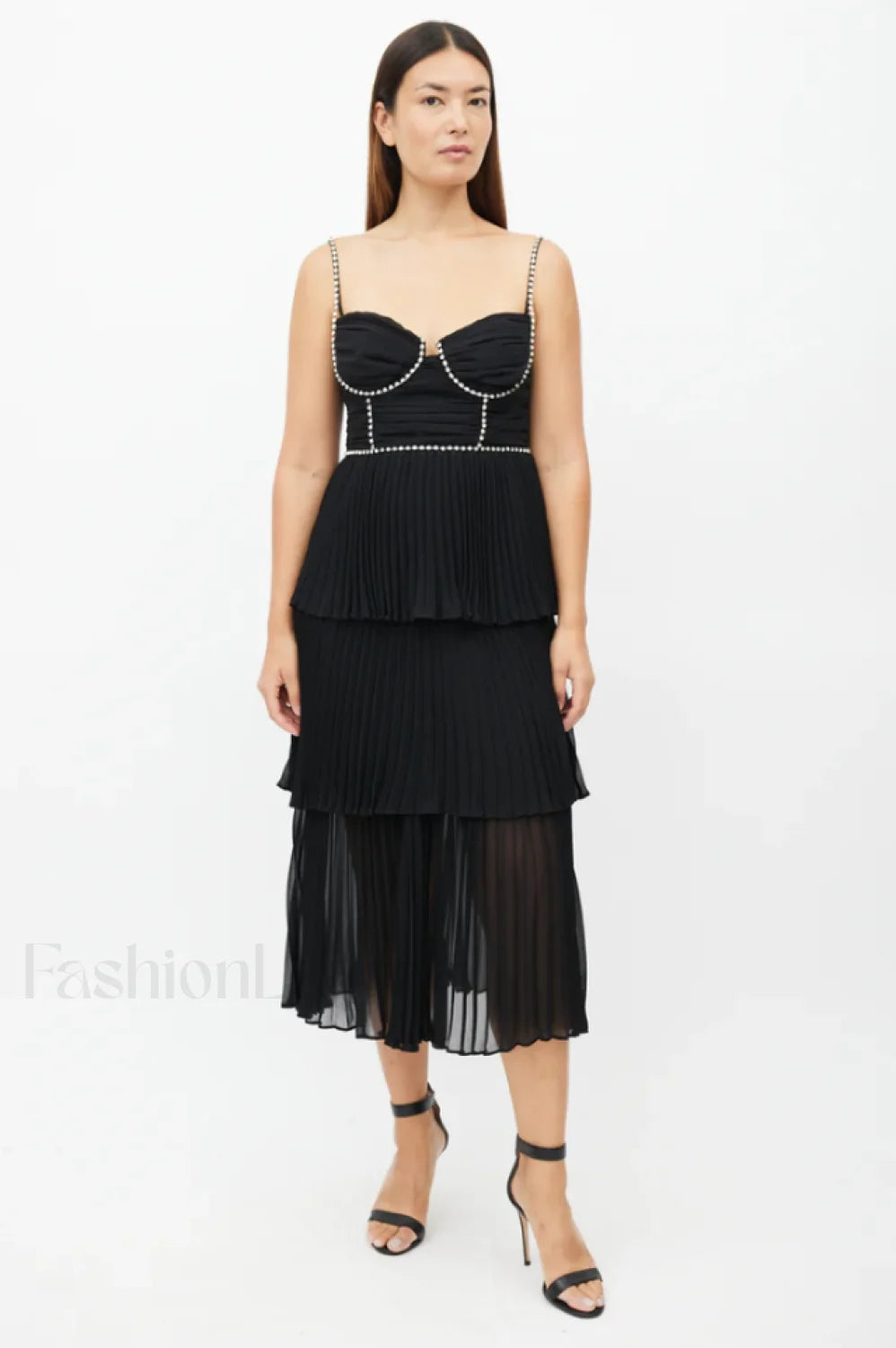 Rochie Black Tiered Charming Jewel Chiffon Dress