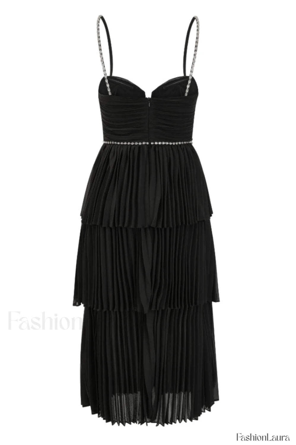 Rochie Black Tiered Charming Jewel Chiffon Dress
