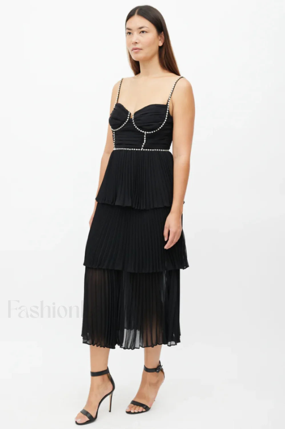Rochie Black Tiered Charming Jewel Chiffon Dress