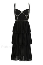 Rochie Black Tiered Charming Jewel Chiffon Dress S / Black