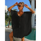 Rope Binding Loose Knit Cover Up Black / One Size