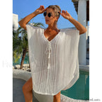 Rope Binding Loose Knit Cover Up WHITE / One Size