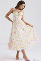 Rosalee Print Stylish Cotton Sundress XS / Ivory Floral