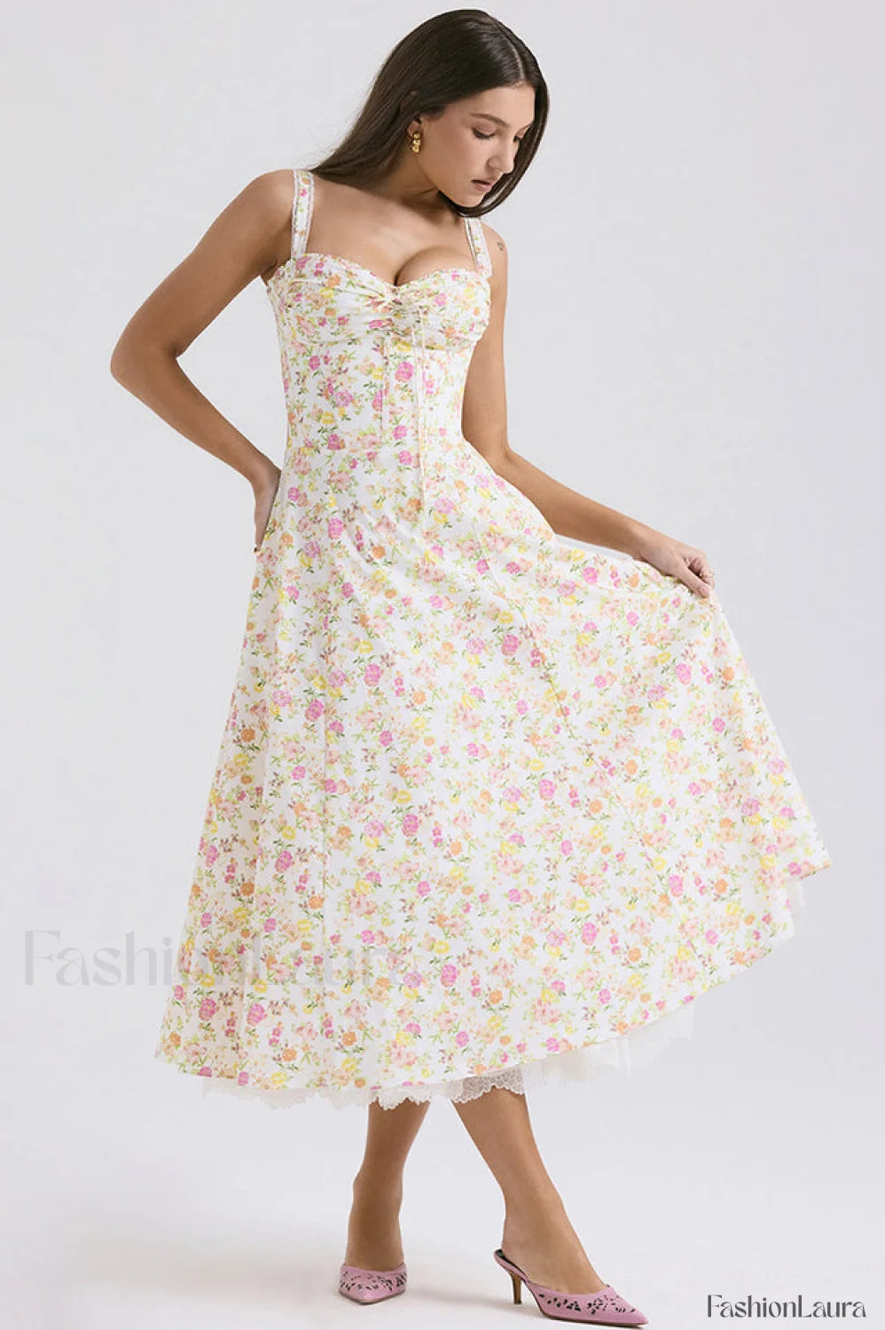 Rosalee Print Stylish Cotton Sundress XS / Ivory Floral