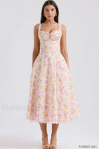 Rosalee Print Stylish Cotton Sundress XS / Pink Meadow