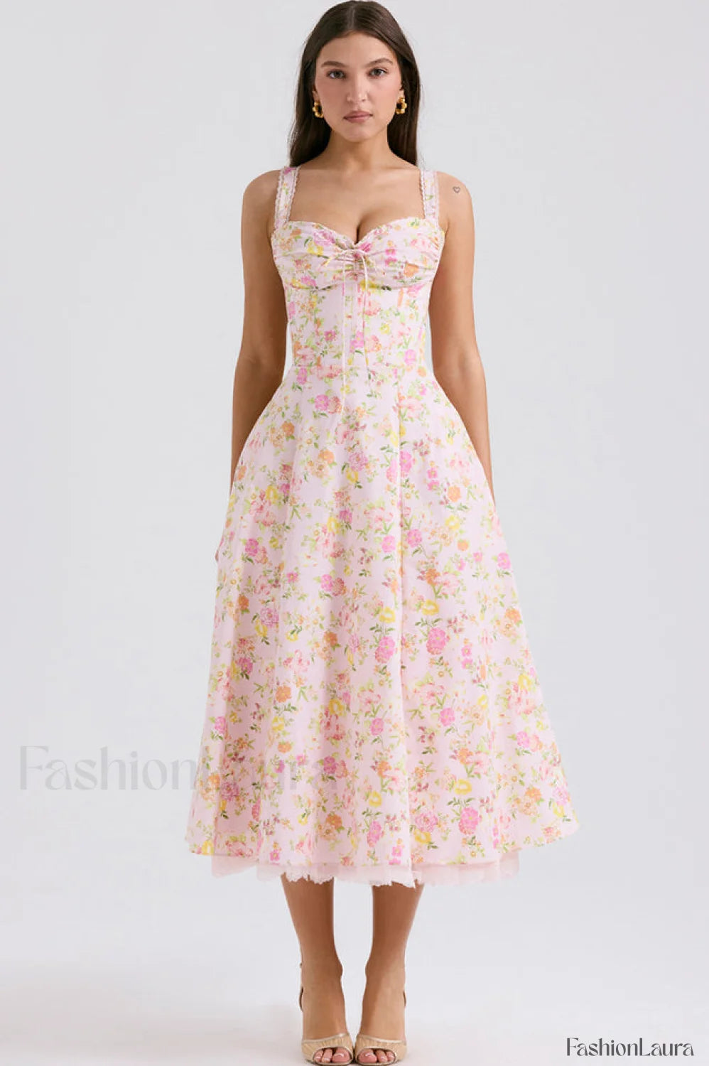 Rosalee Print Stylish Cotton Sundress XS / Pink Meadow