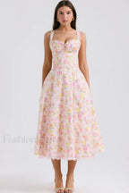 Rosalee Print Stylish Cotton Sundress XS / Pink Meadow