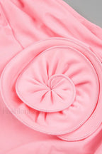 Rose appliqu茅 Ruched Stylish Jersey Minidress