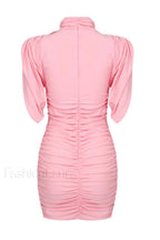 Rose appliqu茅 Ruched Stylish Jersey Minidress