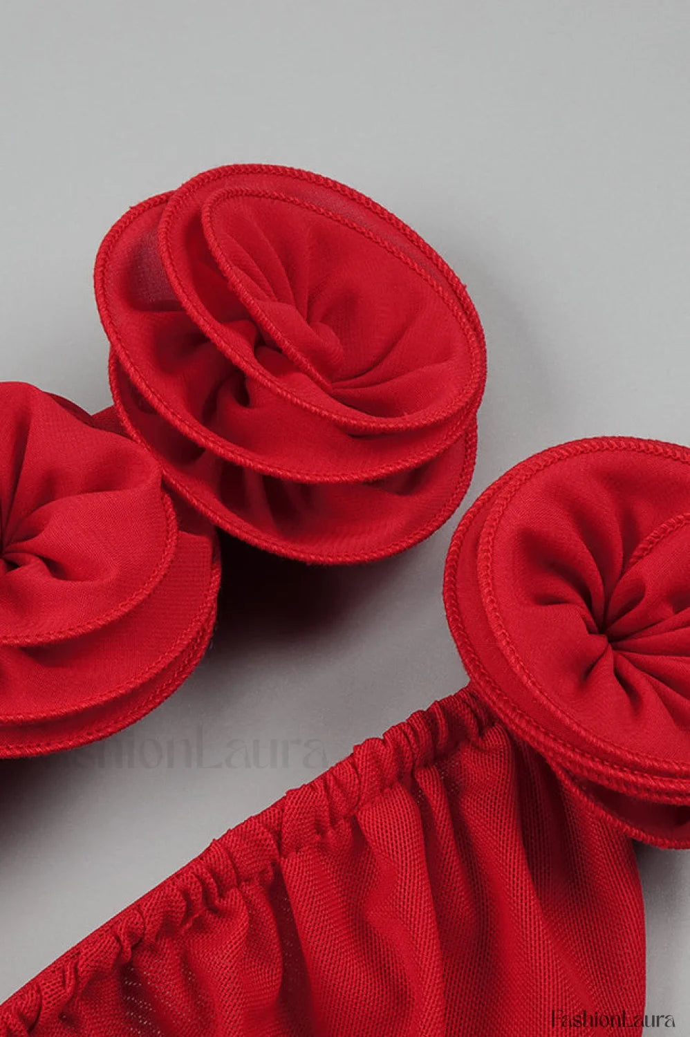 Rose Appliqu茅 Ruched Stylish Mini Dress