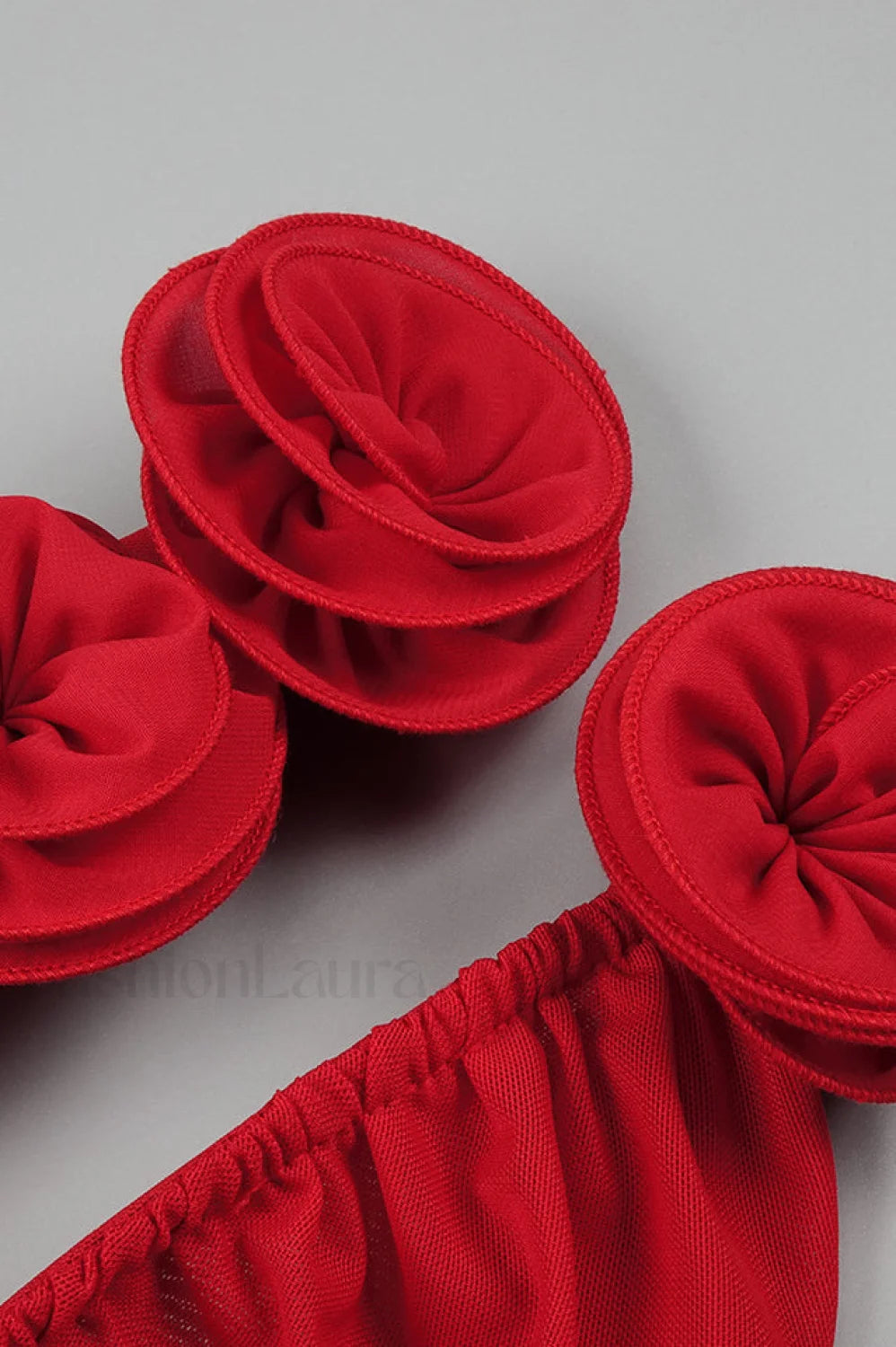 Rose Appliqu茅 Ruched Stylish Mini Dress