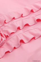 Rose Detail Ruffled Stylish Mini Dress