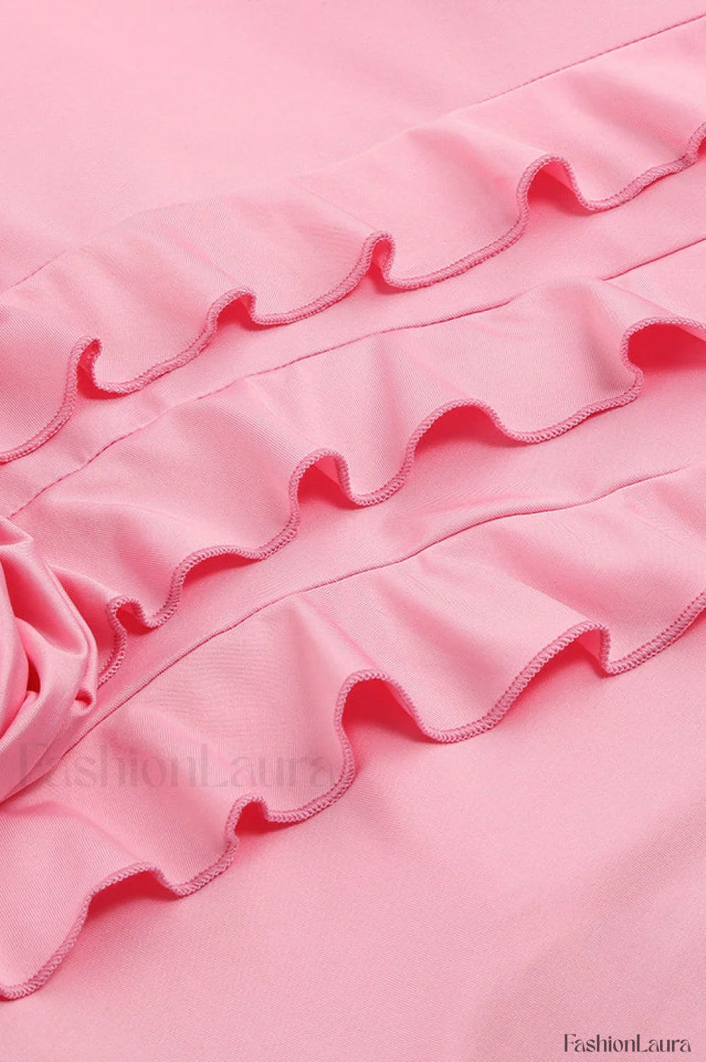 Rose Detail Ruffled Stylish Mini Dress