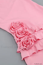 Rose Detail Ruffled Stylish Mini Dress