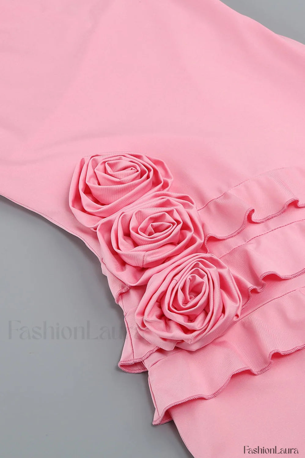 Rose Detail Ruffled Stylish Mini Dress