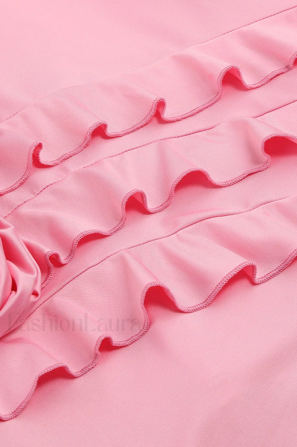 Rose Detail Ruffled Stylish Mini Dress
