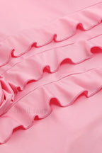 Rose Detail Ruffled Stylish Mini Dress