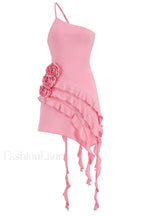 Rose Detail Ruffled Stylish Mini Dress XS / Blush