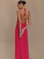 Rose Lace up Off Shoulder Maxi Dress