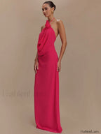 Rose Lace up Off Shoulder Maxi Dress