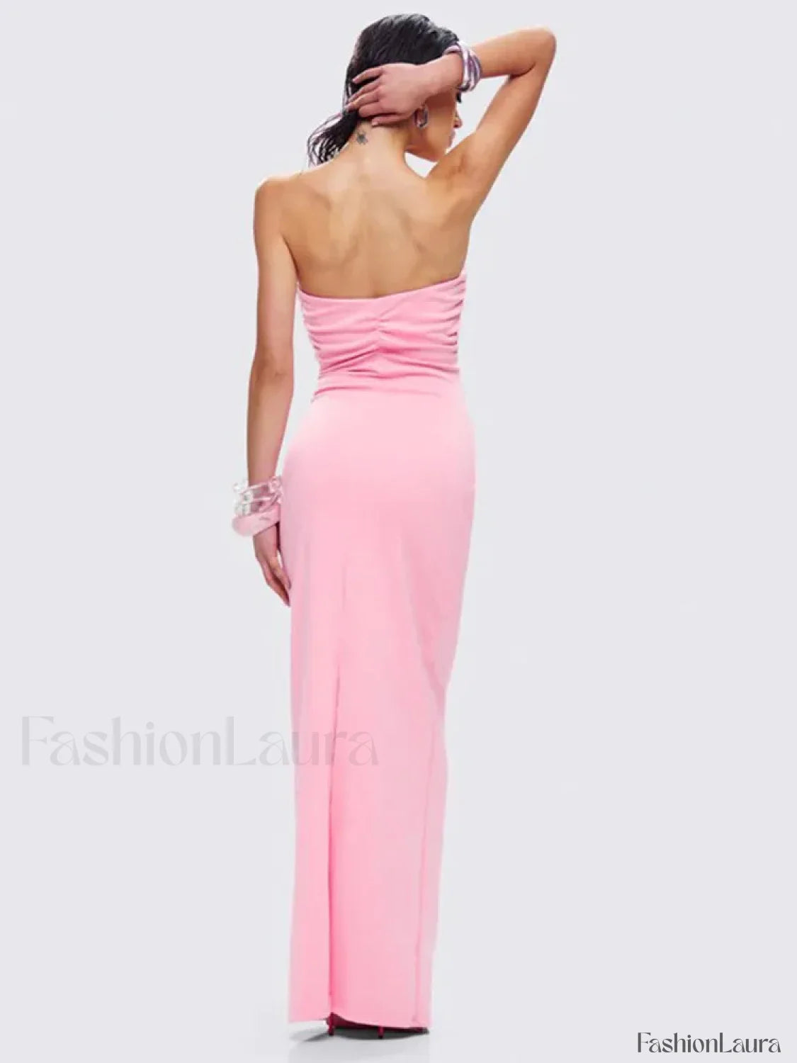 Rose Pink Strapless Maxi Dress