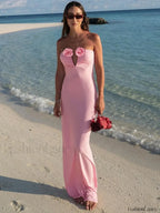 Rose Pink Strapless Maxi Dress Pink / S