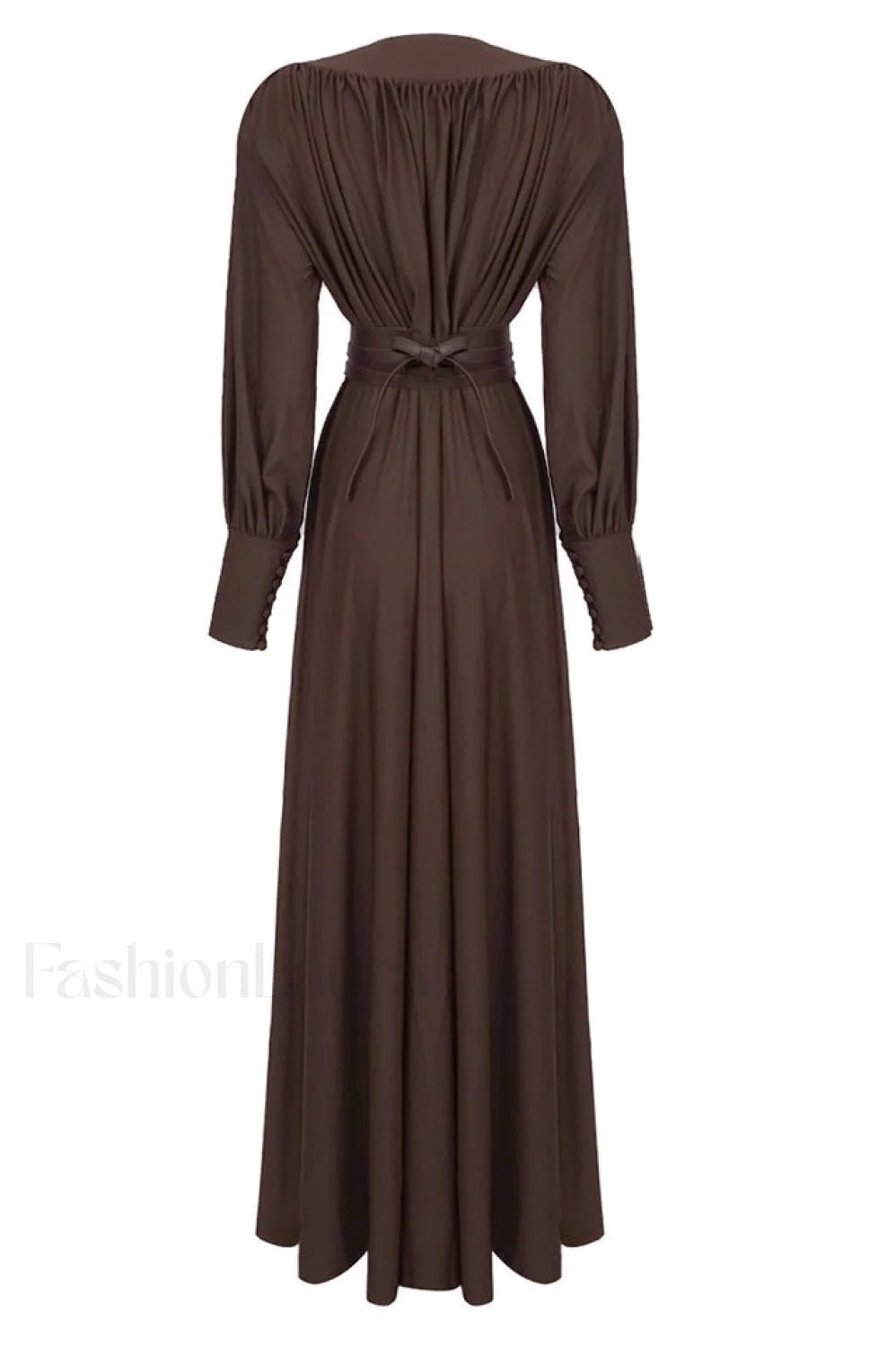 Rosey Tan Maxi Charming Dress With Waist Belt