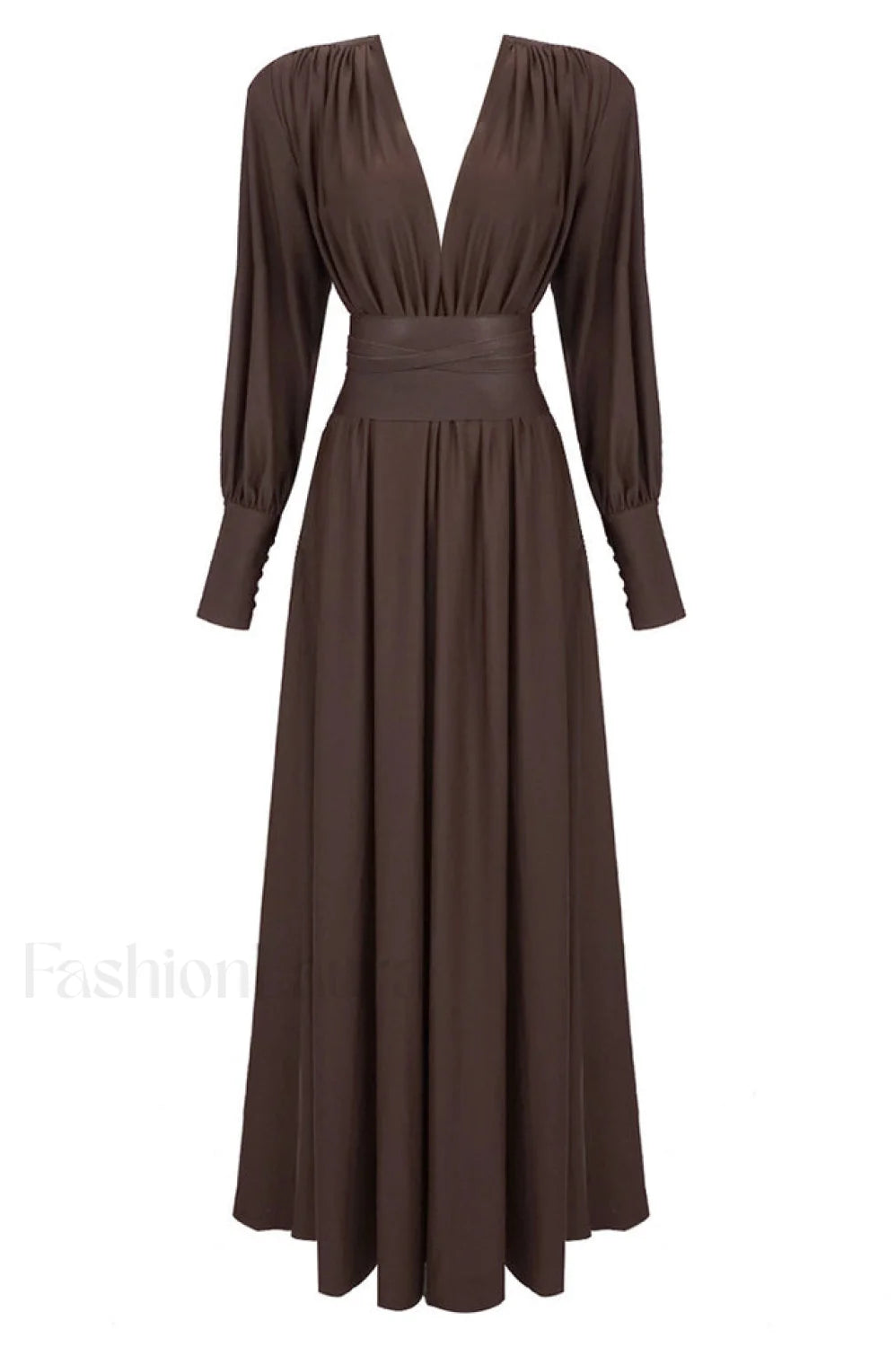 Rosey Tan Maxi Charming Dress With Waist Belt XS / Tan