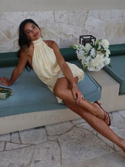 Round Neck Lace Up Mini Dress