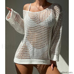 Round Neck Loose Swimsuit Cover Up WHITE / One Size