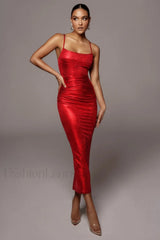 Rubi Cowl Stylish Neck Cocktail Dress S / Red