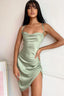 Ruched Backless Stylish Satin Mini Dress S / MInt