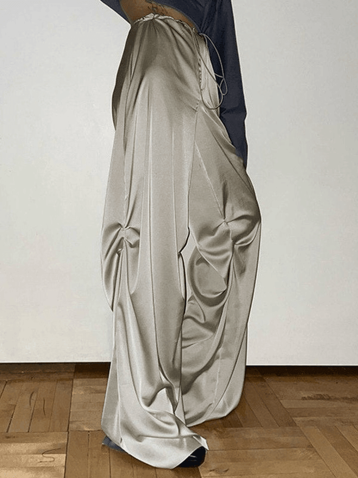 Ruched Drapey Casual Straight Leg Pants Pants