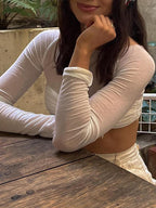 Ruched Off Shoulder Long Sleeve Crop Top Tops&Tees