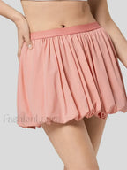 Ruched Pleated A Line Mini Skirt PINK / S