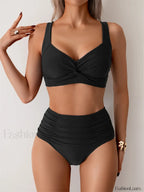 Ruched Push Up Bikini Set BLACK / S