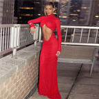 Ruched Red Cut Out Maxi Dress