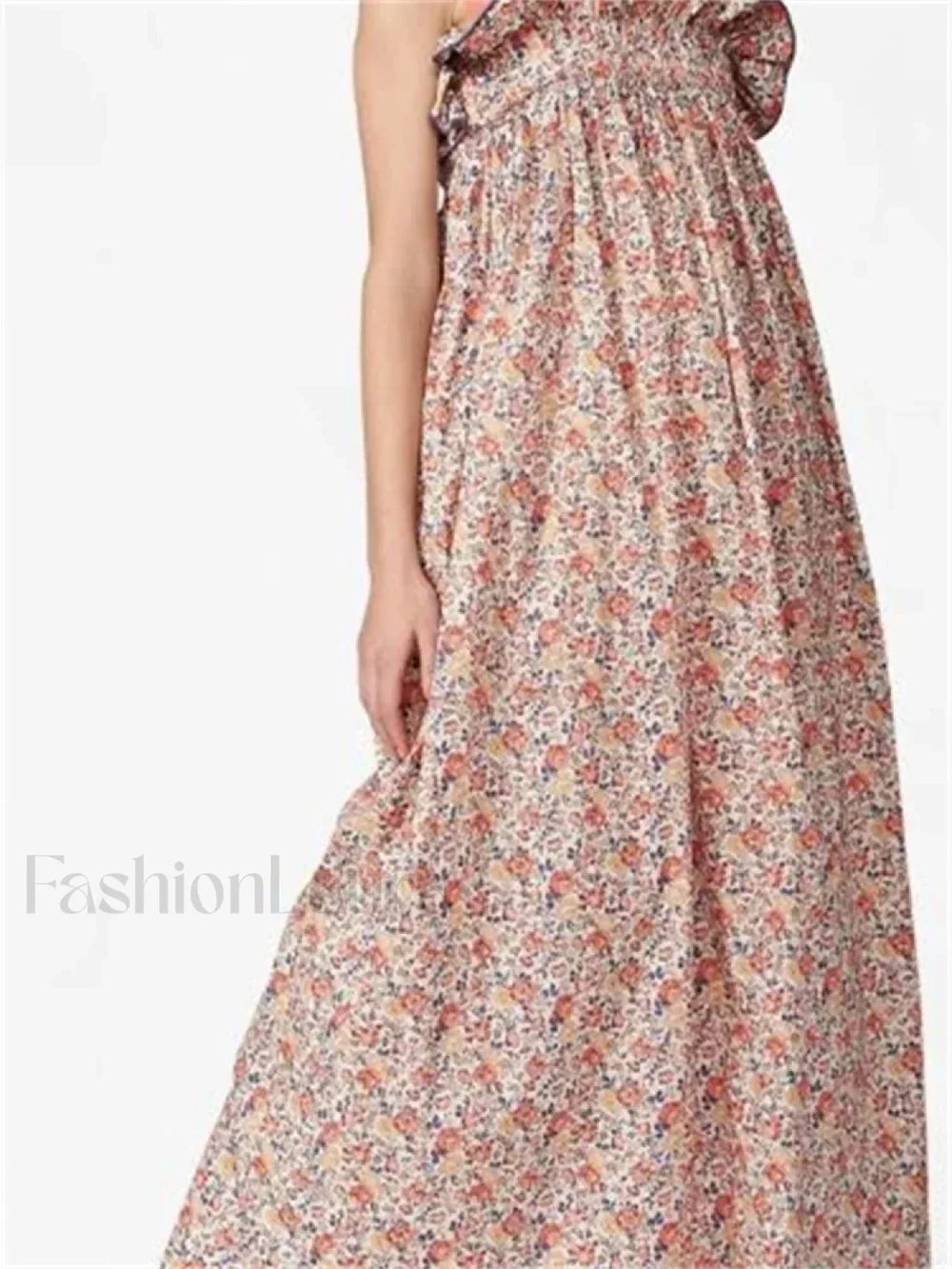 Ruched Ruffle Tie Strap Maxi Dress pink / S