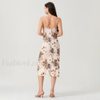 Ruched Square Neck Midi Dress
