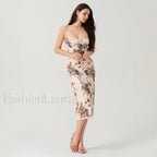 Ruched Square Neck Midi Dress