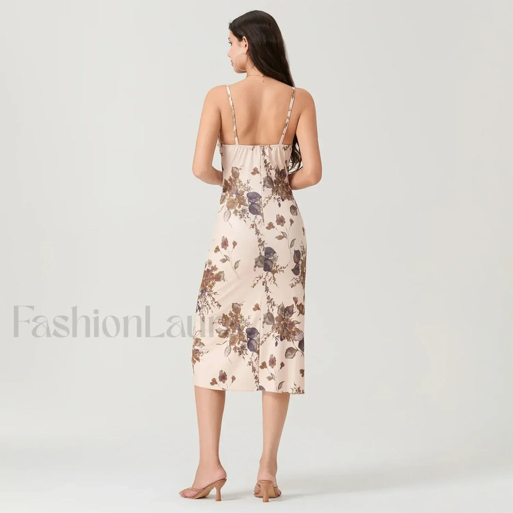 Ruched Square Neck Midi Dress